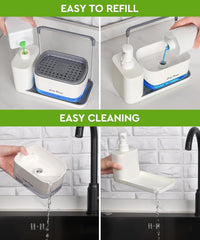 5-in-1 Premium Kitchen Sink Organizer Set | Dual Soap Dispenser, Sponge Holder & Draining Tray
