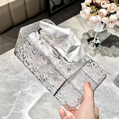 Acrylic Tissue Box with Remote Holder – Multi-Functional Organizer for Tissues & Remotes
