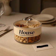 Luxury 4-Grid Dry Fruit & Snack Storage Jar – Premium Round Organizer with Crystal Lid