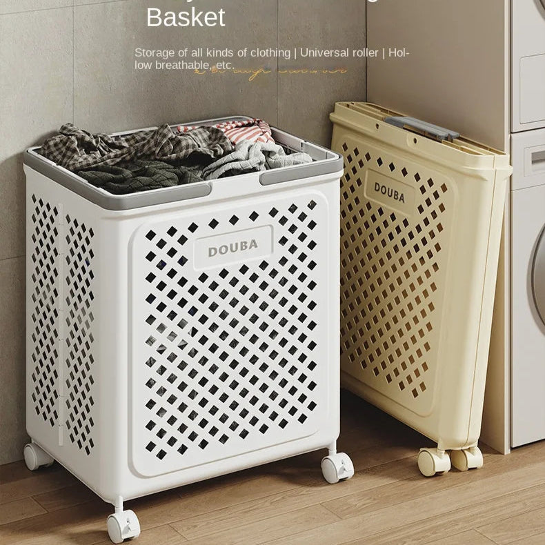 Portable Foldable Laundry Basket with Wheels | Rolling High-Capacity PP Hamper