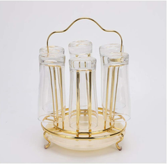 6 Holder Drinking Glass Drainer Stand with Drain Tray and Silicone Protective Hooks Non-Slip Bottle Drying Tree for Glasses Tumbler Kitchen