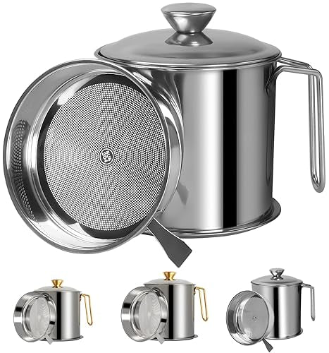 Oil Filter Pot — Stainless Steel / Heat-Resistant Container for Frying Oil & Grease Storage