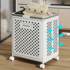 Portable Foldable Laundry Basket with Wheels | Rolling High-Capacity PP Hamper