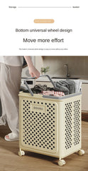 Portable Foldable Laundry Basket with Wheels | Rolling High-Capacity PP Hamper