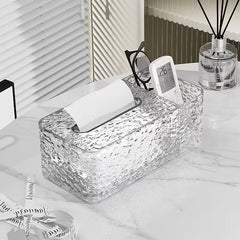 Acrylic Tissue Box with Remote Holder – Multi-Functional Organizer for Tissues & Remotes