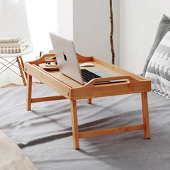 Portable Foldable Wooden Bed Table (50x30cm) | Multipurpose Laptop Desk & Breakfast Tray