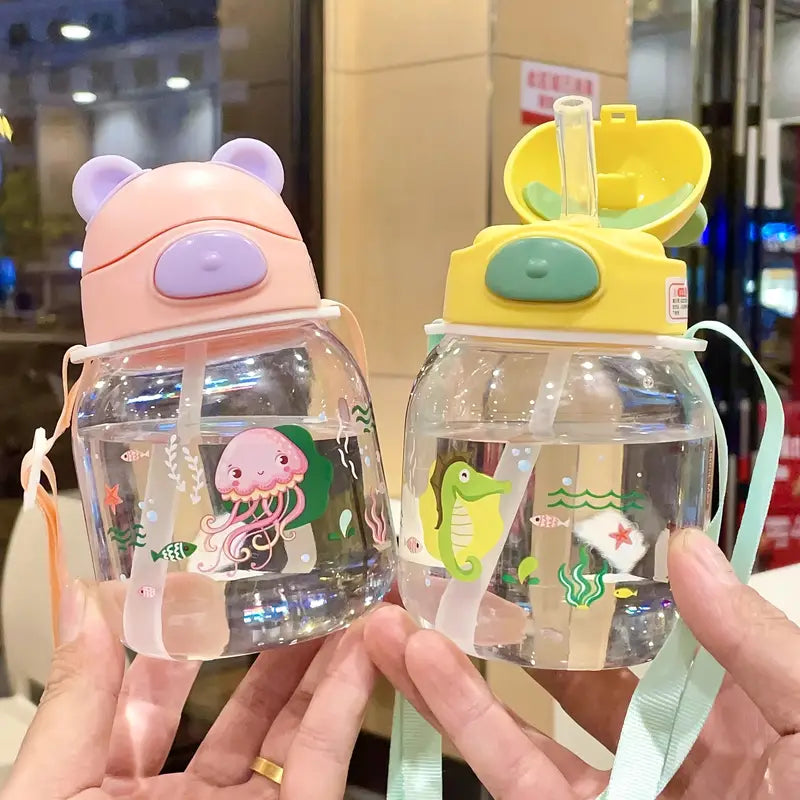 450ml Cute Water Cup with Straw –Bunny Design