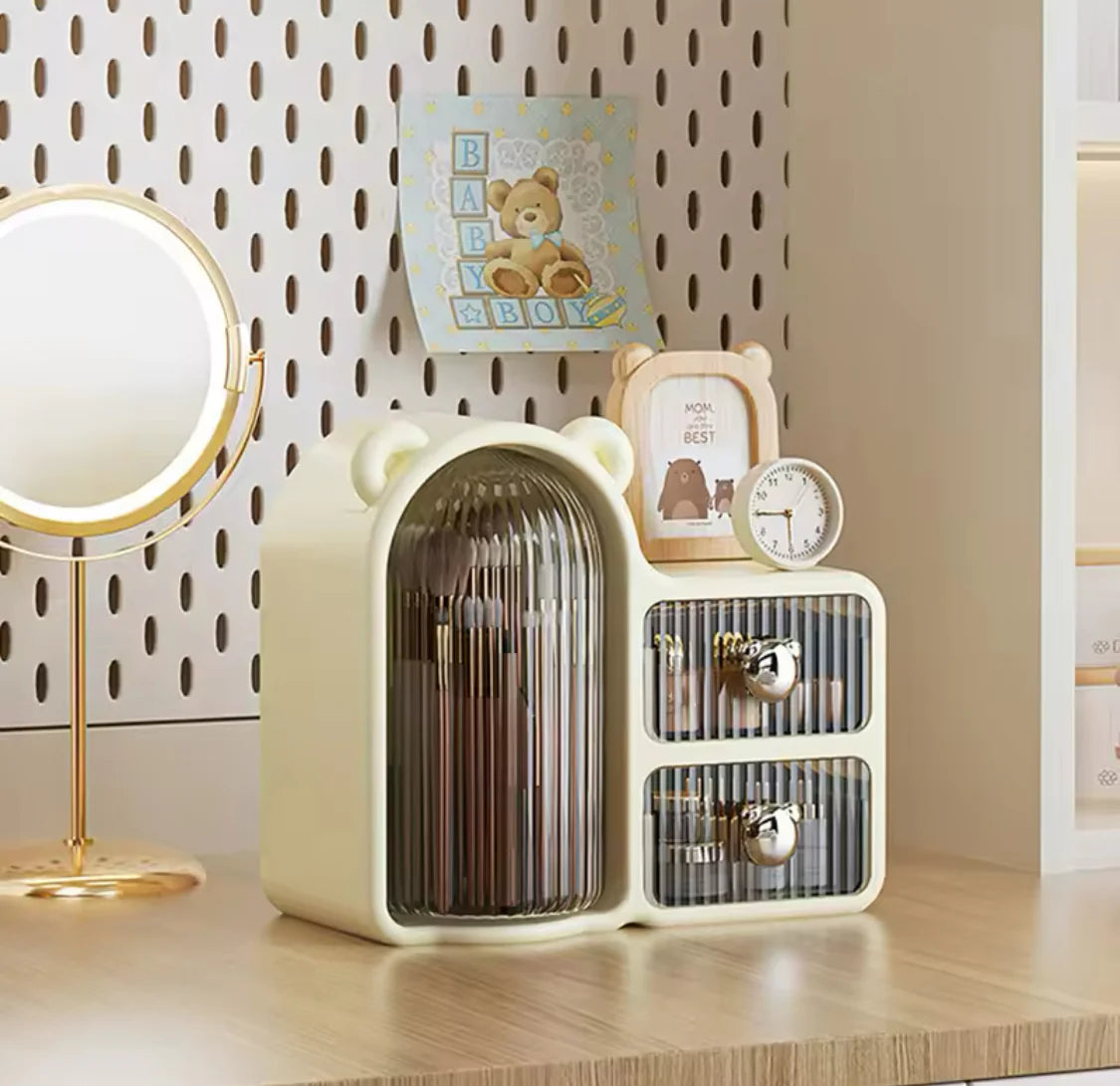 Cute Bear Cosmetic Organizer – Multi-Drawer Storage Box