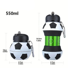 Silicone Foldable Water Bottle Football Design