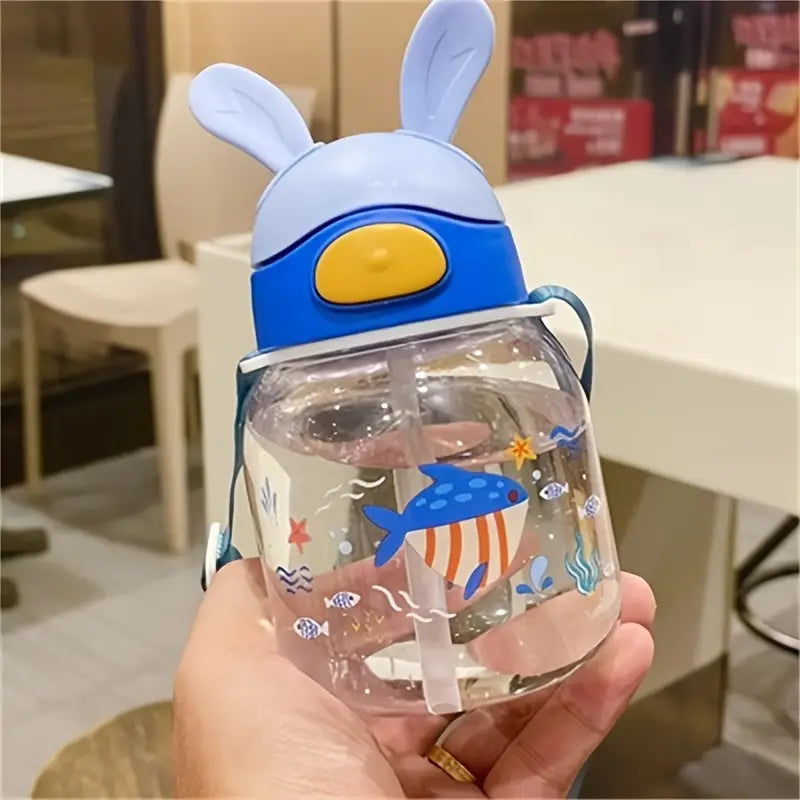 450ml Cute Water Cup with Straw –Bunny Design