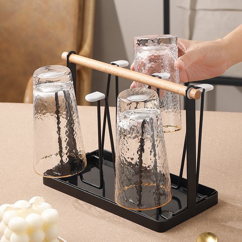 High Quality Wooden Handle Glass Stand With Stand