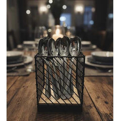 High Quality Black Mat Utensil Holder Wooden Base