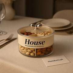 Luxury 4-Grid Dry Fruit & Snack Storage Jar – Premium Round Organizer with Crystal Lid