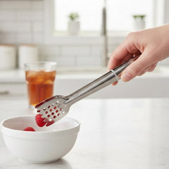 Mini Stainless Steel Serving Tongs with Drain Holes | Small Appetizer & Ice Tong | Sugar Cube & Fruit Server