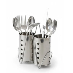 Modern Stainless Steel 2-Compartment Cutlery Holder