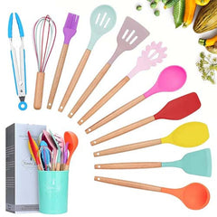 5-Piece Silicone Cooking Spoon Set | Non-Scratch, Heat-Resistant Kitchen Utensils | Spatula, Slotted Spoon & Serving Tools
