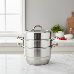 Stainless Steel Multi-Layer Steamer Pot Set | Induction Ready Healthy Food Steamer | Large Capacity Vegetable & Dim Sum Cooker