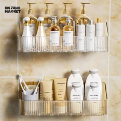 CORNER WALL-MOUNTED COSMETIC RACK – NO-DRILL BATHROOM ORGANIZER FOR ACCESSORIES