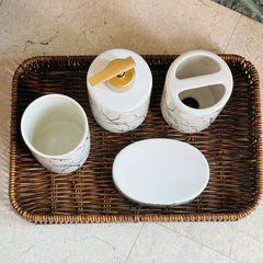 White Gold Marble Design  Bathroom Set – 4pcs