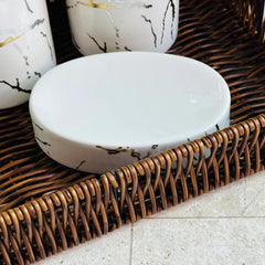 White Gold Marble Design  Bathroom Set – 4pcs