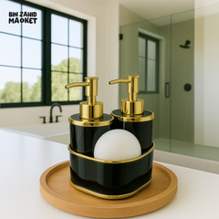 LUXURY CERAMIC SOAP DISPENSER SET WITH SPONGE HOLDER – BATHROOM ORGANIZER