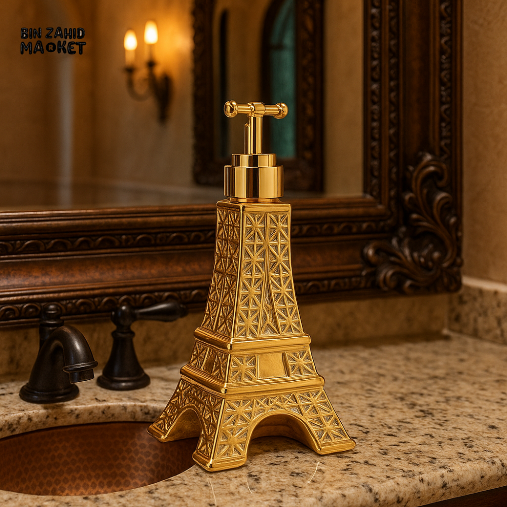 LUXURY EIFFEL TOWER SOAP DISPENSER – GOLD PARIS THEME BATHROOM DECOR