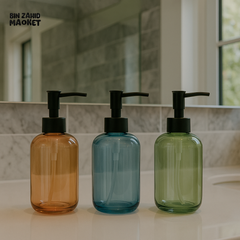 LUXURY GLASS SOAP DISPENSER BOTTLE FOR WASHROOM – REUSABLE & ELEGANT DESIGN