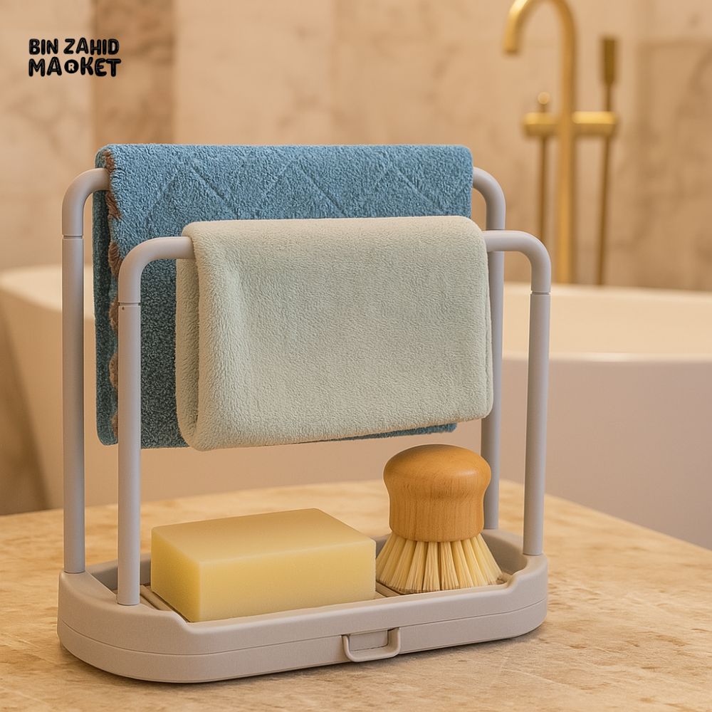 MULTIFUNCTIONAL TOWEL & BRUSH HOLDER FOR LUXURY BATHROOM ORGANIZATION – SOAP STORAGE RACK