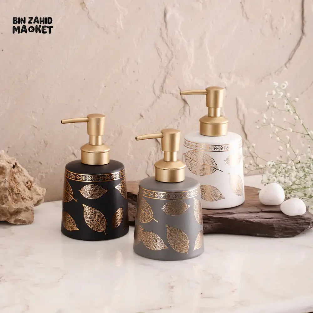 SERENITY CERAMIC SOAP & LOTION DISPENSER ELEGANT BATHROOM COUNTERTOP ACCESSORY