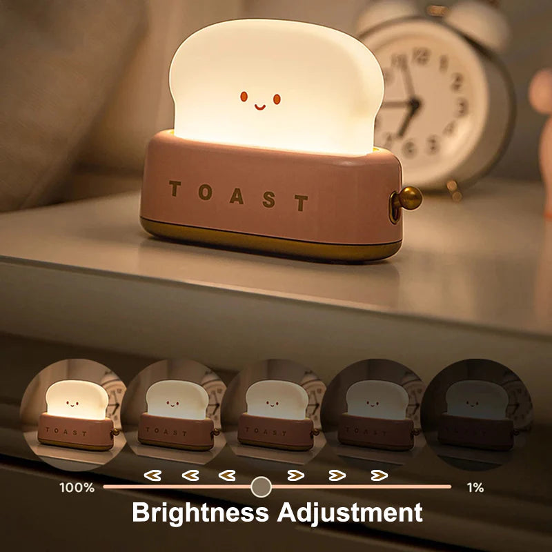 Cute Toast Night Light – Adjustable Brightness & Soft Glow