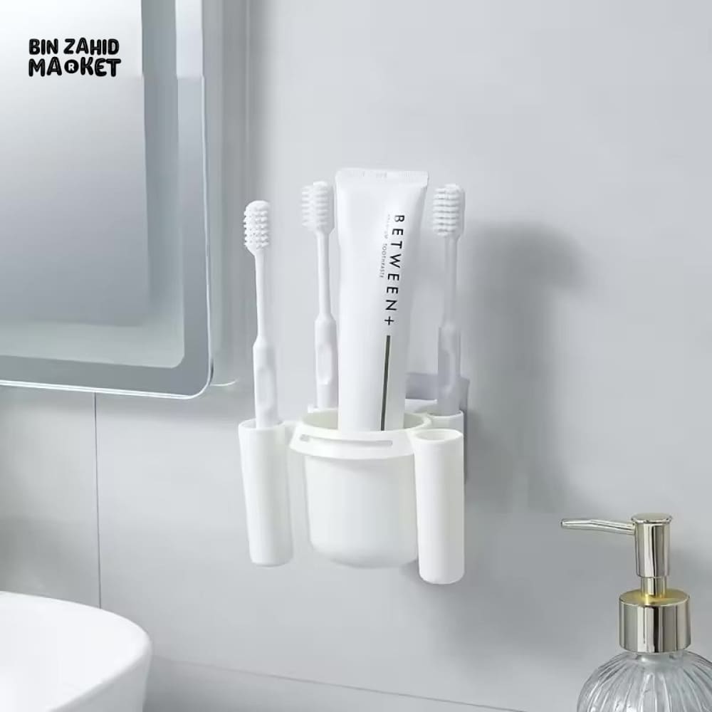 TOOTHBRUSH SHELF WITH CUP – NO PUNCH WALL MOUNT DESIGN